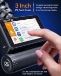 ROVE R3 Dash Cam Front and Rear with Cabin, 3” IPS Touch Screen, 3 Channel Dash Cam 1440P+1080P+1080P, IR Night Vision, 5GHz WiFi, Up to 30MB/s Download Speed, Quad-Mode GPS, Supports 512GB Max
