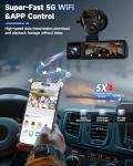 OVAMAN 4K+1080P+1080P 3 Channel Dash Cam Front and Rear Inside with Free 64GB Card,3.2 Inch Screen Dash Camera for Cars,5.8GHz WiFi Built-in GPS, IR Night Vision Dashcam,24H Parking Mode,G-Sensor