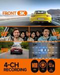 Neideso 360° Dash Cam Front, Rear and Inside, 4 Channel 3K+3*1080P, 5GHz Wi-Fi GPS, Voice Control, 4K+1080P*2 Dash Camera for Cars, CPL Filter, Free 64GB SD Card, Night Vision, 24H Parking Mode(N700)