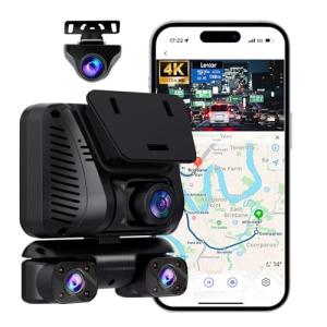 4K Dash Cam 360° View,4 Channel Front and Rear Dash Camera for Cars,Built-in 5GHz Wi-Fi GPS, Voice Control, Free 128G Card,Night Vision,24H Parking Mode,G-Sensor