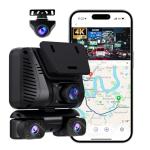 4K Dash Cam 360° View,4 Channel Front and Rear Dash Camera for Cars,Built-in 5GHz Wi-Fi GPS, Voice Control, Free 128G Card,Night Vision,24H Parking Mode,G-Sensor