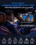 360° View 5 Channel Dash Cam Front and Rear with AI Driver Monitor System DMS, 4K Dash Camera for Cars, Built-in GPS WiFi Night Vision, Dashcam with 128G Card, 24/7 Parking Monitor Mode, V8 Ultra-5CH