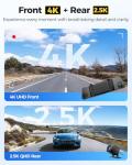 AZDOME PG17 Max 4K+2.5K Mirror Dash Cam with ADAS, BSD and LCA, 12" Rear View Mirror Camera with 5GHz WiFi and Voice Control, Rearview Mirror Backup Camera Includes 64GB Card, GPS, Parking Monitor