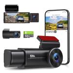 GMAIPOP 4K 3 Channel Dash Cam Front Rear Inside，STARVIS Sensor, 5GHz WiFi,64GB Card Included, 2160P+1080P+1080P Car Dash Camera, 3.16" IPS Screen, IR Night Vision,HDR, G-Sensor, 24/7 Parking Mode