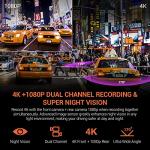 Rexing V1P 4K Car Dash Cam 2.4" LCD 2160p Front + 1080p Rear Wi-Fi 170° Wide Angle Dual Channel with Rear Cam, G-Sensor, WDR, Loop Recording Mobile App Supercapacitor