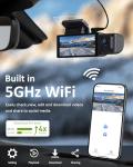 GMAIPOP 4K 3 Channel Dash Cam Front Rear Inside，STARVIS Sensor, 5GHz WiFi,64GB Card Included, 2160P+1080P+1080P Car Dash Camera, 3.16" IPS Screen, IR Night Vision,HDR, G-Sensor, 24/7 Parking Mode
