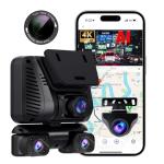 AI Dash Cam 4 Channel 360° View, 4K Advanced Driving System(Adas) Front and Rear Dash Camera for Cars,Built-in 5GHz Wi-Fi GPS, Voice Control, Free 128G Card,Night Vision,24H Parking Mode,with CPL