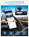 Fiteye 3 Channel 4K Dash Cam, IMX335 STARVIS Sensor, 4K+2K Front and Inside, 2K+1080P+1080P Front and Rear Inside Dash Camera for Cars, Free 64GB Card, Built in WiFi GPS, Intelligent Voice Control