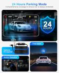Fiteye 3 Channel 4K Dash Cam, IMX335 STARVIS Sensor, 4K+2K Front and Inside, 2K+1080P+1080P Front and Rear Inside Dash Camera for Cars, Free 64GB Card, Built in WiFi GPS, Intelligent Voice Control