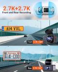 Vantrue E2 Dash Cam Front and Rear, 2.7K Upgrade Rear Cam, Dual STARVIS, 2.7K + 2.7K Dash Camera for Cars, Voice Control, WiFi, GPS, Night Vision, 24H Parking Mode, G-Sensor, 2.45" IPS, Support 512GB