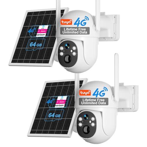 SANSCO 4G Cellular Solar Security Camera - 2 Pack