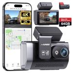 FAIMEE 4K Dash Cam Front and Rear with GPS, Upgraded 5.8G WiFi, Dual Dash Camera for Cars, Night Vision, WDR, 160°Wide Angle, 24H Parking Monitor, Emergency Lock, 3" IPS Screen (64GB Card Included)