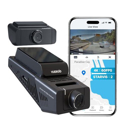 Vueroid S1 4K Infinite 2CH Dash Cam Front and Rear Car Camera, 4K, 2.5K Dashcam for Car, STARVIS 2, Night Vision, 24/7 Recording, 5G WiFi GPS, Car Surveillance Camera, Gifts for Men Women