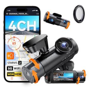 Vantrue N5S 4 Channel 360 Dash Cam with CPL Filter: STARVIS 2, IR Night Vision, 2.7K+1080P*2+1440P Front Rear Inside Dashcam, Voice Control, GPS, 24/7 Parking Mode, IR Night Vision, Support 1TB Max