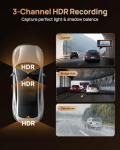 【70mai Dash Cam T800+4G Hardwire Kit UP05】 70mai T800 3 Channel Dash Cam Front and Rear Inside(4K+4K+1080P), Dash Camera for Car with STARVIS 2 IMX678, HDR Night Vision, 512GB Card, 24H Parking Mode