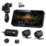 Motorcycle Dash Cam,2K+2K Front and Rear Camera HD Motorcycle DVR, 6.25-inch Touch Screen, Carplay GPS Navigation,IP67 Waterproof, WiFi, Bluetooth, Starvis Night Vision, G-Sensor, Free 128GB TF Card