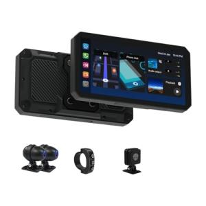 AlienRider M2PRO-204 Motorcycle Streaming Smart System,77G mmWave Radar Blind Spot Detection,Wireless CarPlay/Android Auto,Rear-View Streaming Lane Change Assist,1080P,G-Sensor(Host+Cameras+Radar)