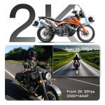 Motorcycle Dash Cam,2K+2K Front and Rear Camera HD Motorcycle DVR, 6.25-inch Touch Screen, Carplay GPS Navigation,IP67 Waterproof, WiFi, Bluetooth, Starvis Night Vision, G-Sensor, Free 128GB TF Card