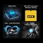 HFK HM201 Motorcycle Dash Cam, 1080P +1080P Motorcycle Camera Front and Rear, Stealth Design, IP67 Waterproof, 5G WiFi, Loop Recording, G-Sensor, Built in eMMC 64GB Storage, Support 512GB Max