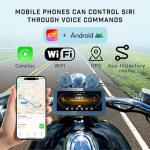 Motorcycle Dash Cam,2K+2K Front and Rear Camera HD Motorcycle DVR, 6.25-inch Touch Screen, Carplay GPS Navigation,IP67 Waterproof, WiFi, Bluetooth, Starvis Night Vision, G-Sensor, Free 128GB TF Card