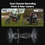 HFK HM201 Motorcycle Dash Cam, 1080P +1080P Motorcycle Camera Front and Rear, Stealth Design, IP67 Waterproof, 5G WiFi, Loop Recording, G-Sensor, Built in eMMC 64GB Storage, Support 512GB Max