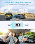 ONDASHCAM Dash Cam, 360° Dash Cam Front and Rear Inside, 4K/2.5K UHD Dash Camera for Cars, Night Vision, Built-in 5G WiFi & GPS, G-Sensor, 185° Wide Angle, HDR, Parking Mode, Support 512GB Max