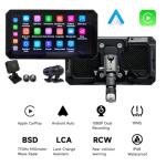 AlienRider M2PRO-204 Motorcycle Streaming Smart System,77G mmWave Radar Blind Spot Detection,Wireless CarPlay/Android Auto,Rear-View Streaming Lane Change Assist,1080P,G-Sensor(Host+Cameras+Radar)