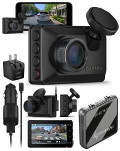 Garmin Dash Cam X210, Compact 1440p HD Dash Cam with a 140-degree Field of View, Built in Clarity Polarizer, Voice Controlled, GPS, 2.4” Display, Automatic Recording with Wearable4U Power Bank Bundle