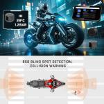 Motorcycle Dash Cam,2K+2K Front and Rear Camera HD Motorcycle DVR, 6.25-inch Touch Screen, Carplay GPS Navigation,IP67 Waterproof, WiFi, Bluetooth, Starvis Night Vision, G-Sensor, Free 128GB TF Card