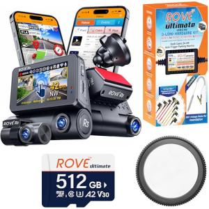 ROVE R3 Dash Cam | Hardwire Kit | 512GB Micro SD Card | CPL Filter