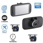 FalconEye Electronics EagleEye 2nd Gen Triple Cam 2K Dashcam, Records 3 Viewpoints Now with WiFi (Dash Cam + 128GB + No Hardwire Kit)
