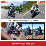INNOVV K7 Motorcycle Dash Cam, 2K + 2K Front and Rear Camera with EIS Anti-Shake, Motorcycle DashCam with 24hr Sentry Mode, Emerg Auto Save GPS, App Connect, IP67 Waterproof, Max Support 512 GB
