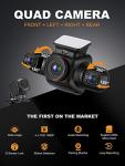 PRUVEEO Dash Cam, 4 Channel Camera FHD 1080Px4, Front Left Right and Rear, Front and Rear Inside, Built-in GPS WiFi, Polarizing Lens CPL Filter, Free 256GB Micro SD Card, D904CH-MINI