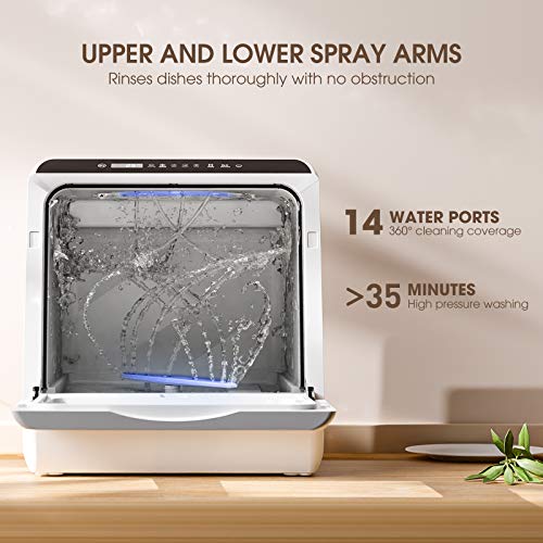 Portable Countertop Compact Dishwasher with 5 Wash Programs