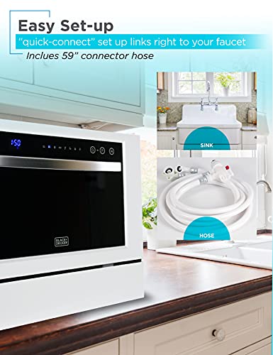 BLACK+DECKER BCD6W 6 Place Setting Portable Compact Dishwasher