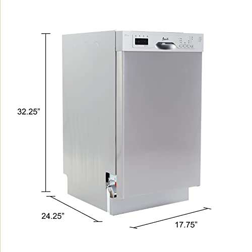 Avanti 18-Inch Dishwasher with LED Display, Stainless Steel