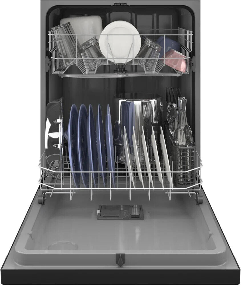 GE Front Control Built-In Dishwasher, Black scrim音66响音
