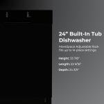 Kenmore 24" Built-in Stainless Steel Tub Dishwasher SmartWash, UltraWash, SmartDry Plus, MoreSpace Adjustable Rack and Leak Detect, Energy Star Certified, Black