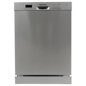 Magic Clean MCDW24SI Dishwasher 24-Inch Built in with 3 Wash Options and Automatic Cycles, Stainless Steel Construction with Electronic Control LED Display, Low Noise Rating, Metallic