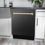 ZLINE Autograph Edition 24" 3rd Rack Top Control Tall Tub Dishwasher in Black Stainless Steel with Gold Handle, 51dBa (DWVZ-BS-24-G)