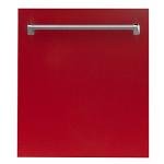 ZLINE 24 in. Top Control Dishwasher in Red Gloss 120-Volt with Stainless Steel Tub and Traditional Style Handle