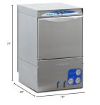 Eurodib DSP3 Lamber High Temperature Rack Undercounter Commercial Glass Washer, 30 Racks/Hr, Stainless Steel, 16" x 16" Rack Size, 208-240v, 15A, Silver