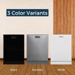 Equator 24" Built-in Dishwasher Top Controls with 3rd Rack 15 place 3.4g QUIET 51 dB 110V EStar with Corrosion Resistant Stainless Steel Racks in Black