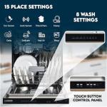 Equator 24" Built-in Dishwasher Top Controls with 3rd Rack 15 place 3.4g QUIET 51 dB 110V EStar with Corrosion Resistant Stainless Steel Racks in Black