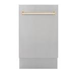 ZLINE Autograph Edition 18" Compact 3rd Rack Top Control Dishwasher in Stainless Steel with Gold Handle, 51dBa (DWVZ-304-18-G)