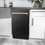 ZLINE Autograph Edition 18" Compact 3rd Rack Top Control Dishwasher in Black Stainless Steel with Gold Handle, 51dBa (DWVZ-BS-18-G)