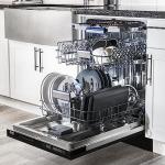 ZLINE Autograph Edition 24" 3rd Rack Top Control Tall Tub Dishwasher in Black Stainless Steel with Champagne Bronze Handle, 51dBa (DWVZ-BS-24-CB)