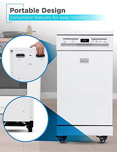 BLACK+DECKER 18" Portable White Dishwasher