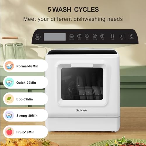 ChuMaste Portable Countertop Dishwasher with 5 Wash Programs