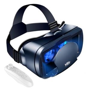 VR Headset,3D VR Glasses Virtual Reality Goggles Anti-Blue Light for iPhone & Android Compatible 5.0-7.0 inch,3D Headset Helmets with Controller,for Movies & Games(Black)